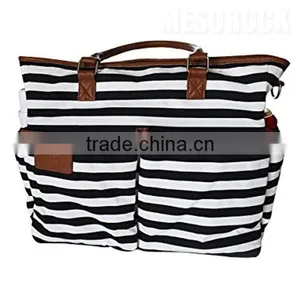 Stylish Canvas Baby Diaper Bag With Changing Pad Diaper Tote Bag thumbnail-1