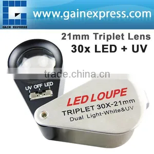 Mini 30X Jeweler Loupe Magnifier + LED & UV Light 21mm Lens Jewel Identifier Tool thumbnail-1