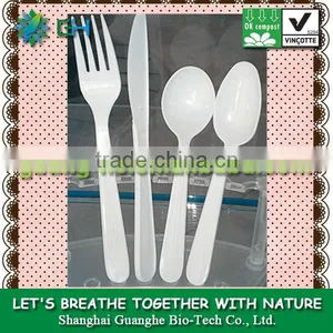 100% Biodegradable Pla Plastic Spoon and Fork Cutlery/utensil- Disposable Spoon Knife Forks Set thumbnail-1