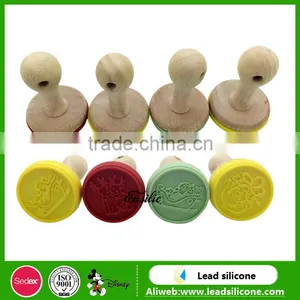 3D Custom Funny Printed Silicone Cookie Stamp With Wooden Handle thumbnail-1