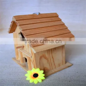 Pine Wood House Toy Wood Bird Nest Artificial Bird Nest With Two Window thumbnail-3
