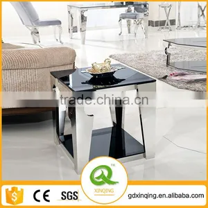 D336 Modern Design Stainless Steel Square Black Mirrored End Table thumbnail-1