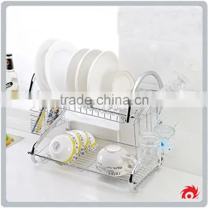 2 Tiers Cup Drying Holder Organizer Drainer Dryer Tray Cutlery Dishes Rack thumbnail-2
