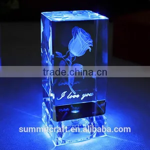 3d Laser Crystal Engraving Romantic Crystal Rose Gift Wedding thumbnail-2