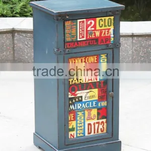 Antique Blue Wooden Bed Room Cabinet thumbnail-1