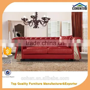 1+1+2+3 Royal Chesterfield Red Import Real Leather Sofa SF026 thumbnail-1