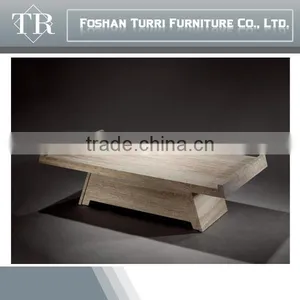 Modern Square Travertine With Tempered Glass Surface Center Table thumbnail-3