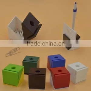 Plastic Cube Shape Pen & Memo Pad Holder With Clip Dispenser thumbnail-1