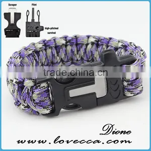 2016 Custom With Flint Fire Starter Survival Paracord Bracelet With Logo thumbnail-6