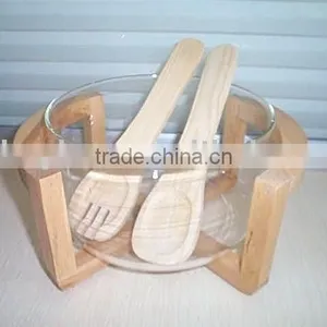 Glass Ice Cream Holder With Wooden Stand thumbnail-1