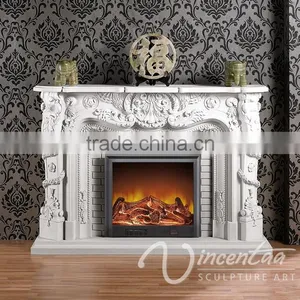 Home European Decoration White Artificial Marble Fireplace Surround Price thumbnail-5