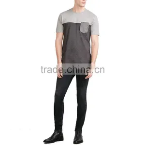 Mens t Shirt Wholesale Custom t Shirt With Contrast Color Plain Color Grey t Shirt With One Pocket thumbnail-6