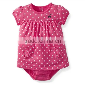 Wholesale High Quality 100% Cotton Polka Dot Sun Suit Dress Baby Girl Romper for Kids Little Dress thumbnail-1