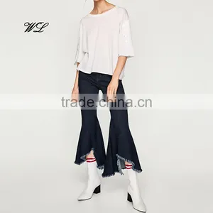 Wholesale Women Custom Top Casual Woman Hollow Buckle T-Shirt China Supplier thumbnail-1