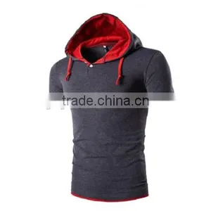 Latest Shirt Designs for Men Plain Fashion Sport Tshirt With Hood thumbnail-5