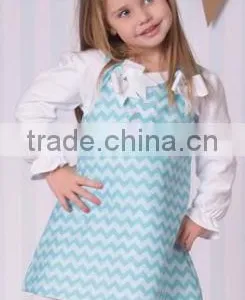 Wholesale Baby Girls Sleeveless Shirts Toddler Chevron Cotton Dress Knee-length Halter Children Ruffle Cotton Clothes on Sale thumbnail-1