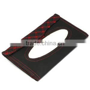 Car Sun Visor Tissue Paper Box Case Auto Interior Decoration Accessories Holder Napkin Clip PU Leather thumbnail-3