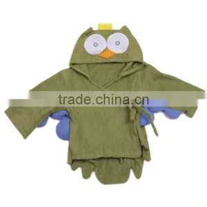 Cute Baby Bath Robe Green Owl Bath Robe Kids Bath Robe thumbnail-1