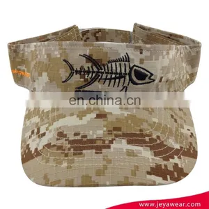 Outdoor Activities Camo Pattern Cool Visor Caps With Fish Skull Logo 2D Embroidery thumbnail-1