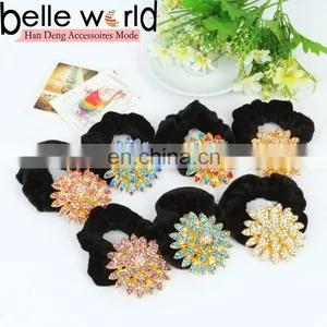 New Customizable Rhinestone Flower Scrunchy for Women thumbnail-3