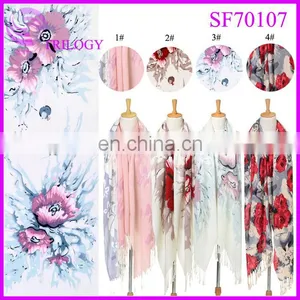 Muslim Scarf New Design With Chinese Flower Scarf Pattern thumbnail-1