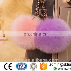 Colorful Faux Fur Pompom Keychain thumbnail-1