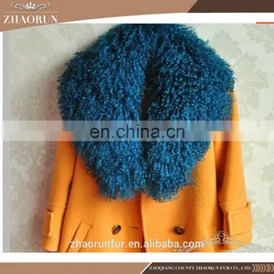 65x23cm 100% Natural Tibet Lamb Fur Scarf / Mongolian Lamb Fur Collar for Women thumbnail-6