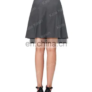 Kate Kasin Multi Panel Scallop Seam High Stretchy Dark Grey A-Line Skirt KK000291-2 thumbnail-2