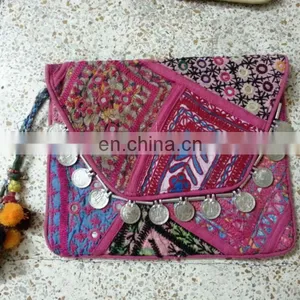 Indian Hand Stitched Banjara Envelop Clutch#bambuse#gypsy#bohofashion#textiles#pompoms thumbnail-1