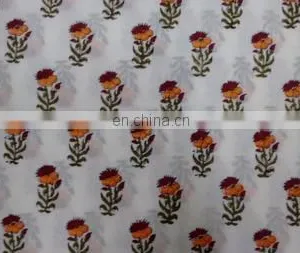Cotton Hand Block Printed Jaipuri Fabric Sanganeri Fabric Handmade Floral Fabric / Fabric / 100% Cotton Fabric thumbnail-2