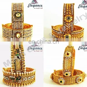 One Gram Gold Plated Bangle Set - South India Gold Plated Kada Set - Wedding Wear Bangles - Wholesale Traditional Bangle thumbnail-1