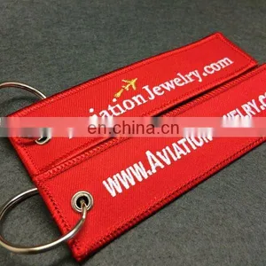 Customized Embroidery Keyring Jacquard Fabric Keyring Airlines Key Ring thumbnail-5