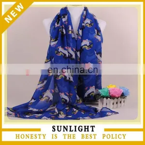 New Style Spring Print Knitted Silk Voile Scarf Women Fashion Scarf thumbnail-1