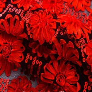 African Small Order Acceptable Sequins Lace Korean Sequin Dress Fabric thumbnail-3