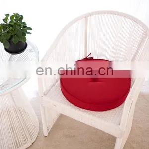 Home Decor Indoor/Outdoor Waterproof Solid Red Round Tufted Bistro Cushion With Ties thumbnail-7