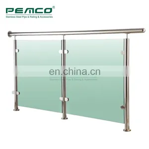 Durable Top Grade Outdoor Terrace Stainless Steel Railing Glass Balustrade Glass Railing System thumbnail-2