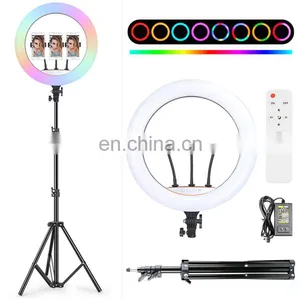 Tik Tok Ring Light 18 Inch Rgb Color LED Dimmable Light Photography Remote Control Selfie Ring Lamp With 2.1m Tripod thumbnail-3