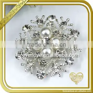 Crystal Brooches Pearl Snowflake Brooch for Wedding Dresses FB035 thumbnail-1