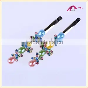 Charming Factory Price Multi Colors Elegant Hair Grips Metal Crystal Decorated Flower Shape Ceramic Beads Hair Clips For Girls thumbnail-5