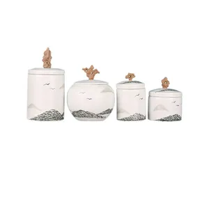 Chinese Modern Simple Landscape Elegant Ceramic Vase With Lid For Hotel Office Decor thumbnail-5