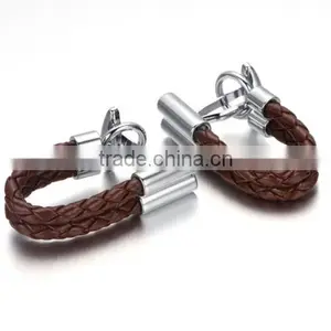 Vintage Cufflinks for Mens Jewelry Shirt Cufflinks, Brown, Leather, Clasp CL-022 thumbnail-2