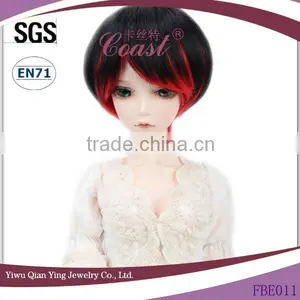 Short Straight Black and Red Bob Cut 1 BJD Doll Wigs thumbnail-1