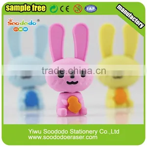 Mini TPR Cute Rabbit Shape 3D Eraser For Kids thumbnail-2