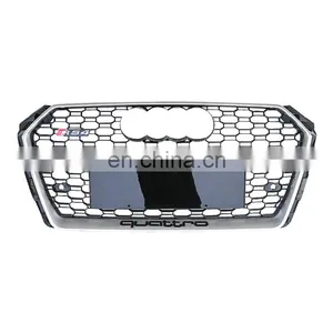 Replacement RS4 Car Front Grille for Audi A4 B9 Black Center Honeycomb Mesh High Quality Bumper Grill no Logo Style 2017-2019 thumbnail-5