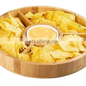 Customized Cheap Natural Bamboo Food Serving Tray 4 Compartment Fruit Plates thumbnail-5