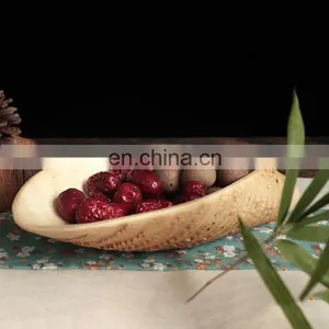Decorate Bamboo Root Dry Fruit Plate Bio-degradable Luxury Snack Plate Dinner Snack Serving Wedding Party Plates thumbnail-2