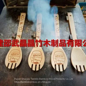 Bamboo Cooking Utensil Set Burned Cooking Spoon Set Halloween Kitchen Cook Tools Christmas Gift thumbnail-3
