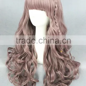 Wholesale 65CM Medium Light Brown Curly Wave Lolita Women Fashion Synthetic Hair Wig thumbnail-3