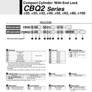 100% Original SMC Compact Cylinder: With End Lock CDBQ2D25-50DCM-HN CDBQ2D32-25DCM-RN thumbnail-5