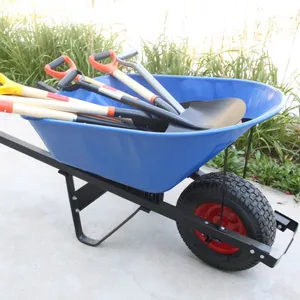 Heavy Duty Steel Tray Wheel Barrow With Pneumatic Wheel for African Importers OEM Bulk Order Support for Farm Construction and Garden Use thumbnail-1